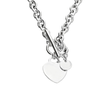 Naszyjnik srebrny serce blaszka/rolo toggle PW434 ROD próba 925