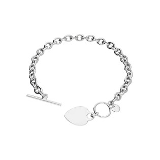 Bransoleta srebrna duże serce blaszka/rolo toggle PW434-1 ROD próba 925