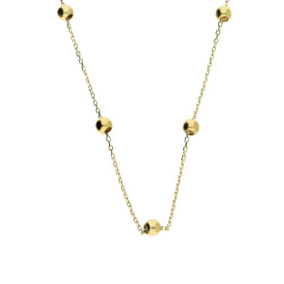 Naszyjnik złoty z gładkimi kulkami na łańcuszku anker
