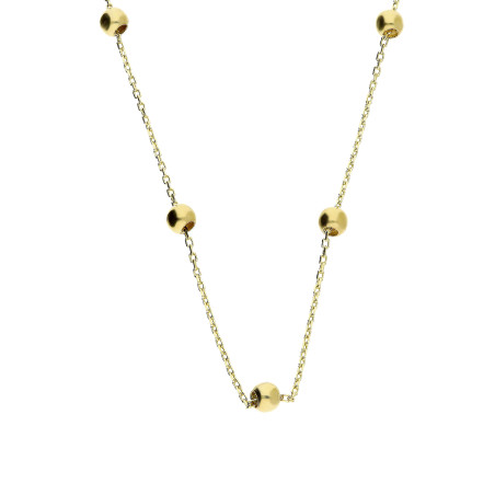Naszyjnik złoty z gładkimi kulkami na łańcuszku anker