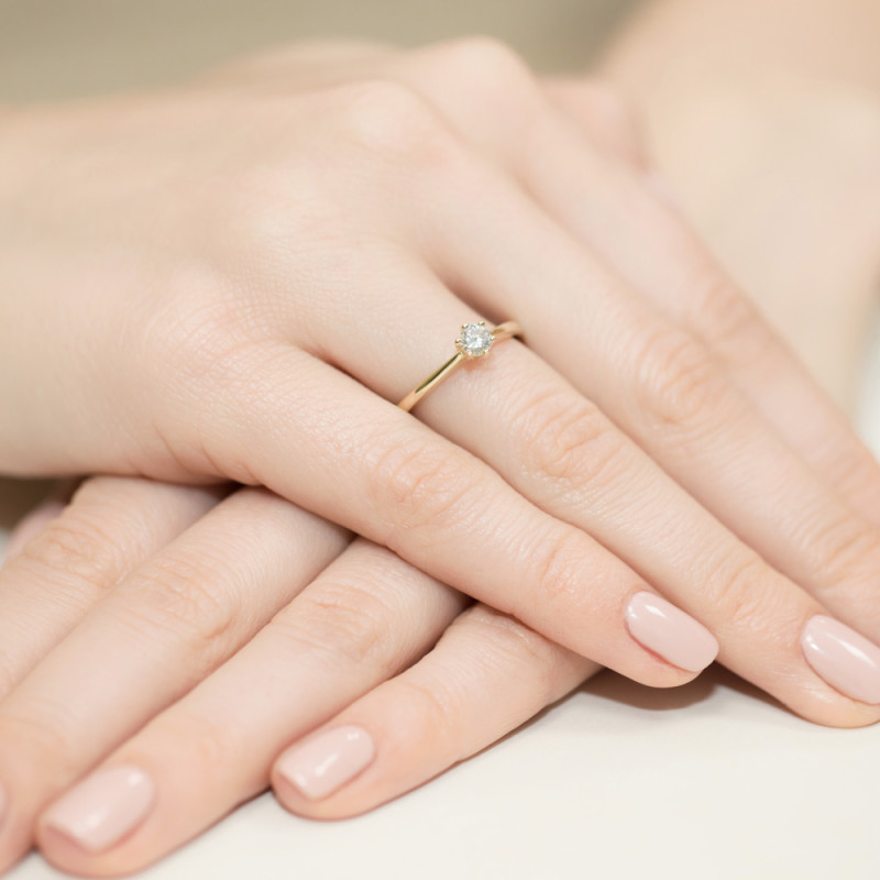 Pierścionek zaręczynowy z diamentami SOLITER BE W-365-15 próba 585