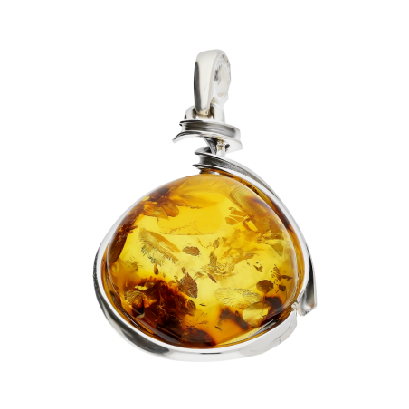 Zawieszka srebrna okrągły bursztyn miodowy w srebrnej oprawie MG 320-miodowy próba 925