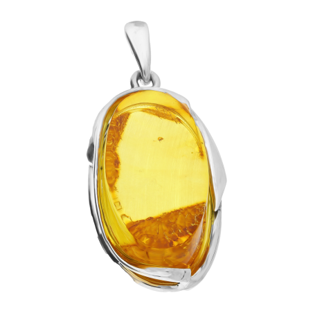 Srebrna Zawieszka z Bursztynem Miodowym - JubilerSezam.pl