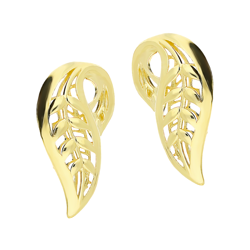 Kolczyki złote ażurowy zawijany listek/sztyft AR XFUE0459 próba 375