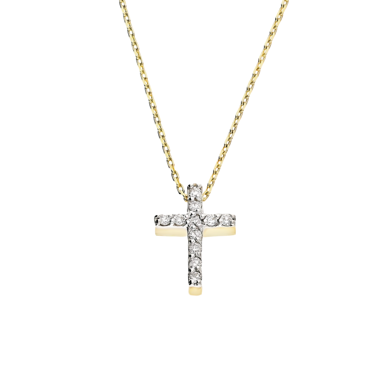 Naszyjnik złoty krzyżyk z diamentami/anker BE C-066 próba 585