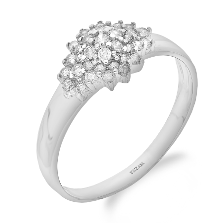 Pierścionek srebrny kopuła z białymi cyrkoniami
