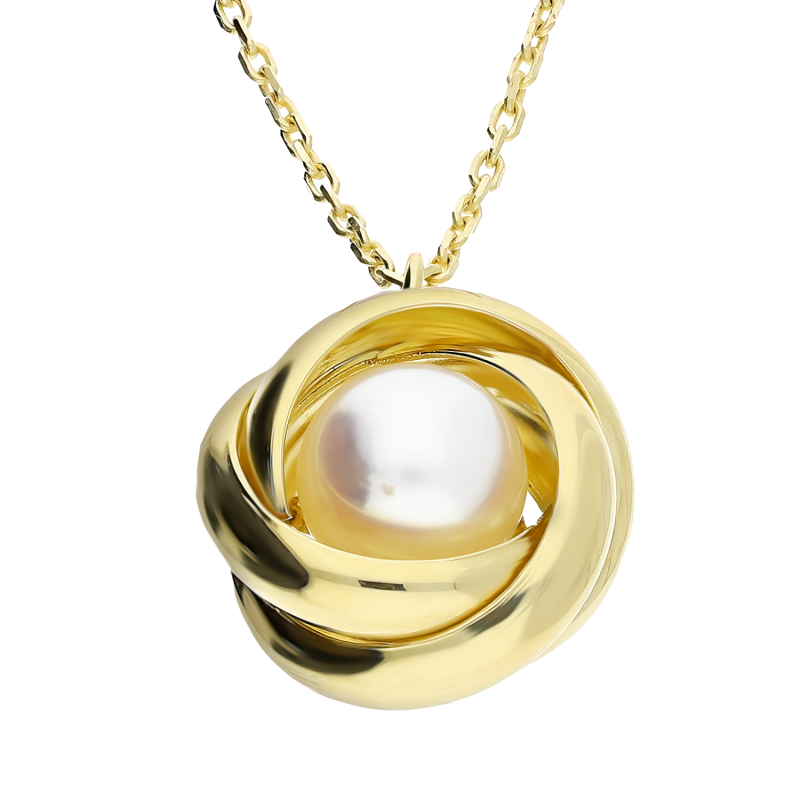 Naszyjnik złoty biała perła 12 mm w obwarzanku/rolo MZ T42-N-HKLY-6-PEARL-12mm próba 585