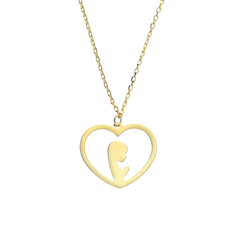 Naszyjnik złoty Główka Matki Boskiej w sercu/anker LP 14-98K45-N0072-Y próba 585