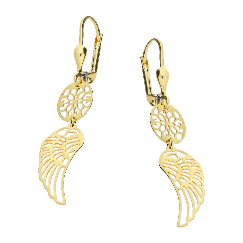 Kolczyki złote ażurowe skrzydło i ażurowe koło/big.zam. LP 14U275-98E0038-Y próba 585