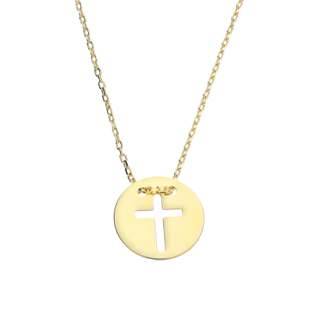 Naszyjnik złoty krzyżyk wycięty w kole/anker LP 14U275-98N0065-Y próba 585