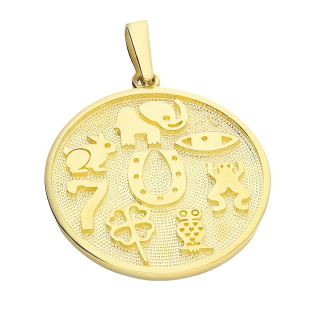 Zawieszka złota okrągły amulet szczęścia LP 18U27-OZKR919-Y próba 375