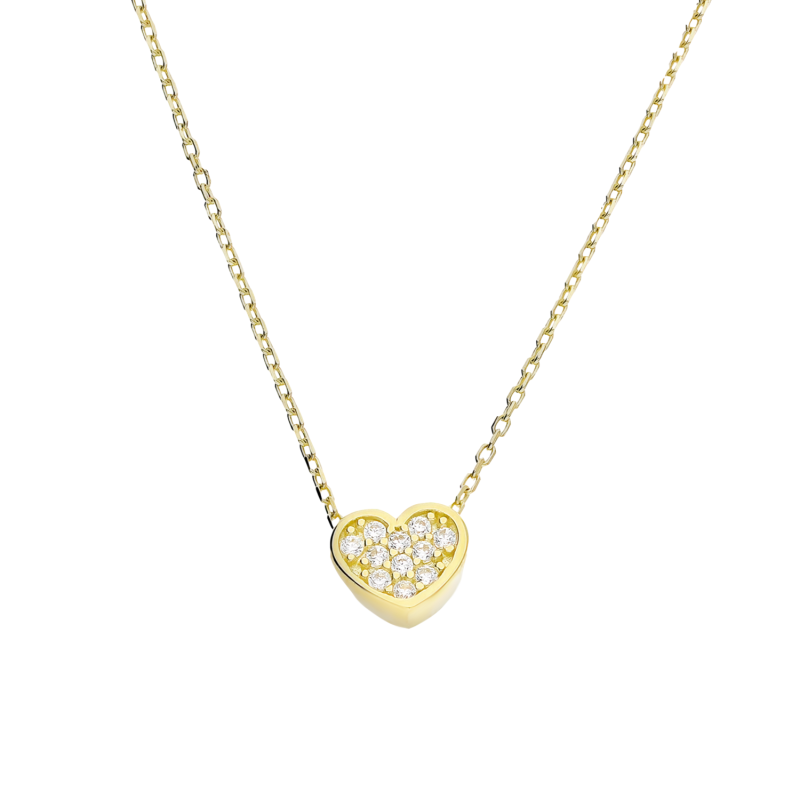 Naszyjnik złoty serce z białymi cyrkoniami/anker LP 18U235-FON0155 próba 585