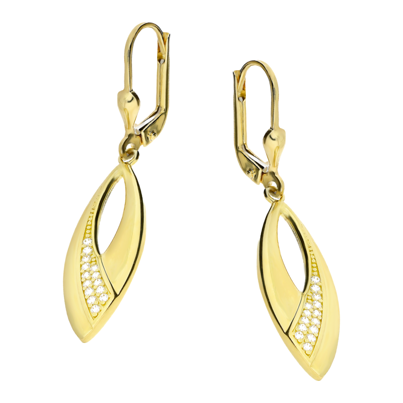 Kolczyki złote łezka ramka z białymi cyrkoniami/big.zam. LP 22U225-LVS81-1-Y próba 375