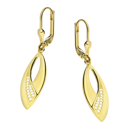 Kolczyki złote łezka ramka z białymi cyrkoniami/big.zam. LP 22U225-LVS81-1-Y próba 375