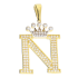 Literka złota N z koroną i białymi cyrkoniami LP 34U15-LT324-YW próba 585