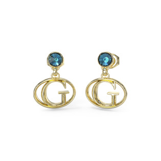 Złote kolczyki Guess z granatowym akcentem - JubilerSezam.pl