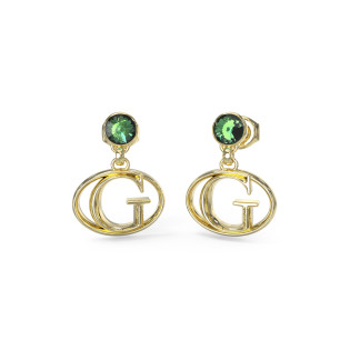 Kolczyki Guess złote z zielonym akcentem - JubilerSezam.pl