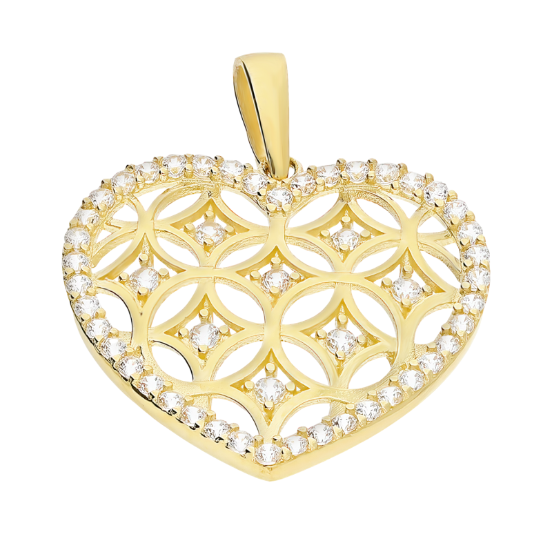 Serduszko złote ażurowe z białymi cyrkoniami LP 34U20-PSG1644 próba 585