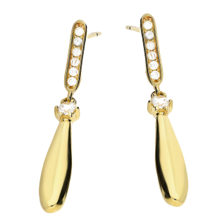 Kolczyki złote kropla i rząd białych cyrkonii/sztyft LP 75U225-FK1708-Y próba 375