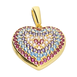 Serduszko złote z kolorowymi cyrkoniami LP 91K30-LP478P4-Y próba 585