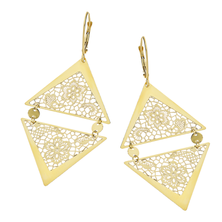 Kolczyki złote ażurowe trójkąty/big.zam. M3-249 próba 585