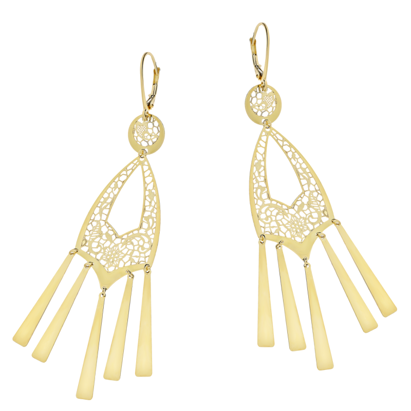 Kolczyki złote ażurowy stożek i gładkie blaszki/big.zam. M3-253 próba 585