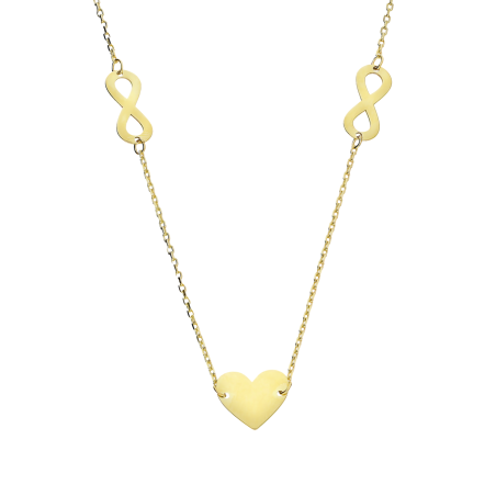 Naszyjnik złoty infinity i serce/rolo MZ T23-B-24-LZ-(8mm*6mm) próba 585
