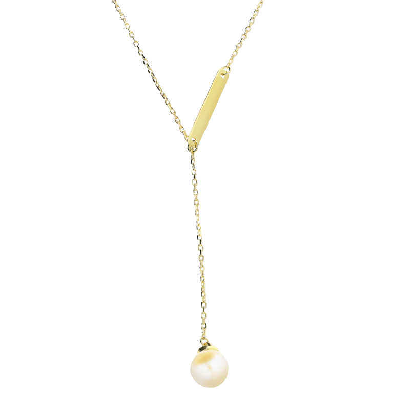 Złoty Naszyjnik Krawatówka z Perłą pr. 375 - JubilerSezam.pl