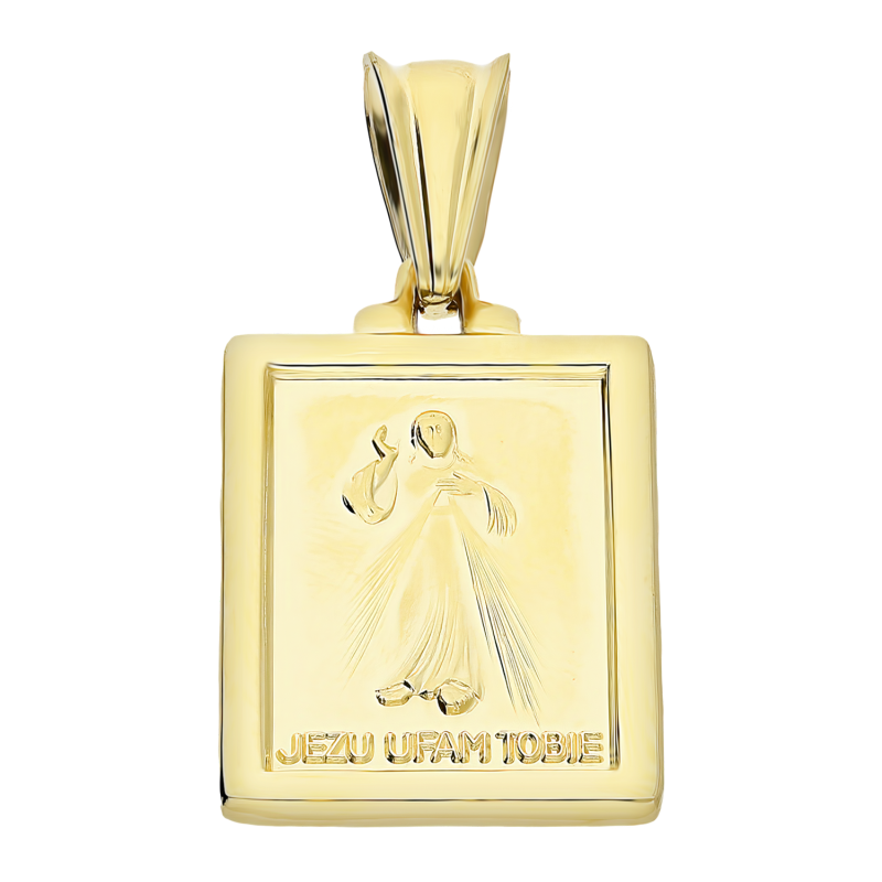 Medalik złoty prostokątna blaszka Jezu Ufam Tobie SF OP66D próba 585