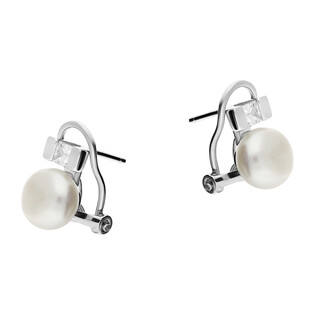 Kolczyki perła b 9mm+cyr kwadrat/omega JA847 próba 925