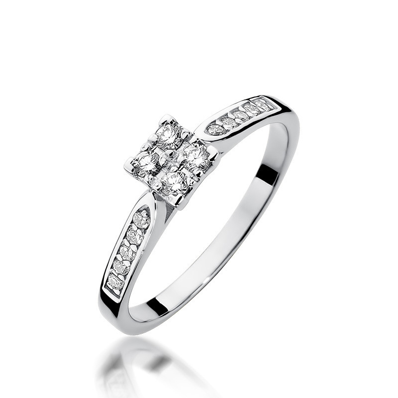 Pierścionek zaręczynowy SOLITER z diamentami BE W-402W SQ próba 585