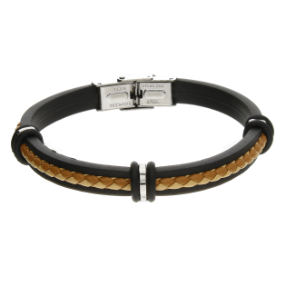 Bransoleta męska jasno-brązowy rzemyk na kauczuku EX BRX1815 BROWN