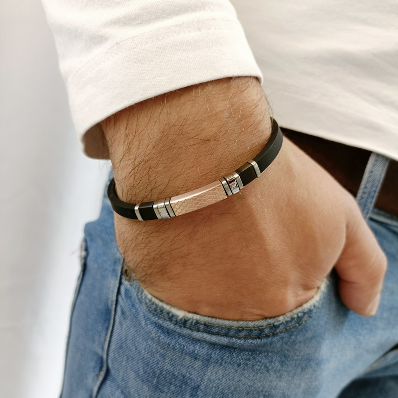 Bransoleta męska blaszka rose z ozdobnym grawerem EX BRX1750R