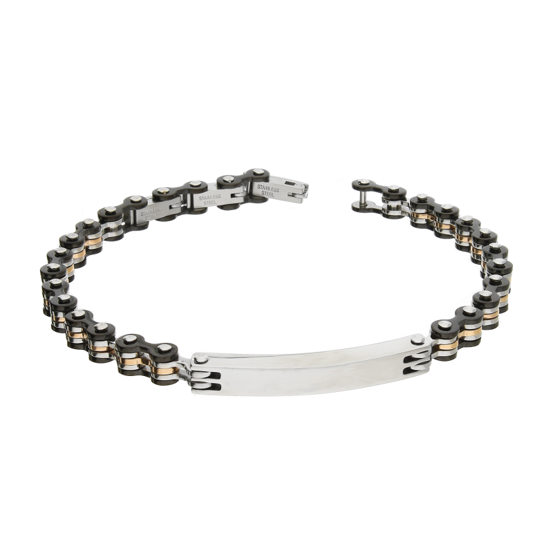 Bransoleta męska gładka blaszka oraz łańcuch kółka EX BRX286 3kol
