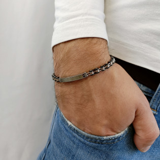 Bransoleta męska gładka blaszka oraz łańcuch kółka EX BRX286 3kol