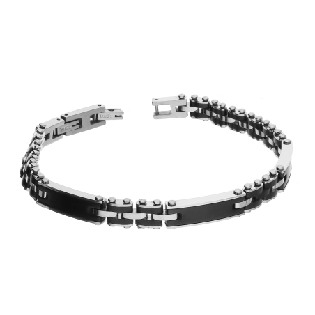 Bransoleta męska czarne blaszki i płotek EX BRX1525