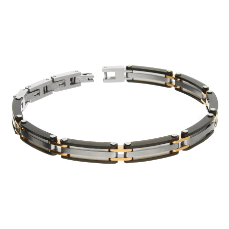 Bransoleta męska płotek łączone prostokąty EX BRX1702NR