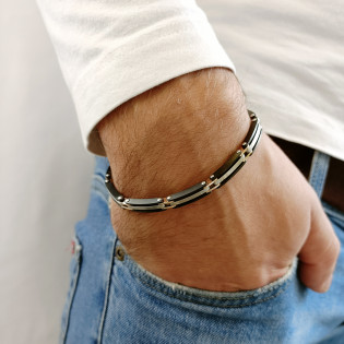 Bransoleta męska płotek łączone prostokąty EX BRX1702NR