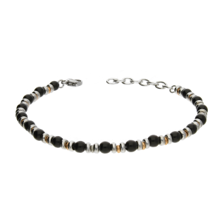 Bransoleta męska czarne kulki i przekładki w dwóch kolorach EX BRX1898RN