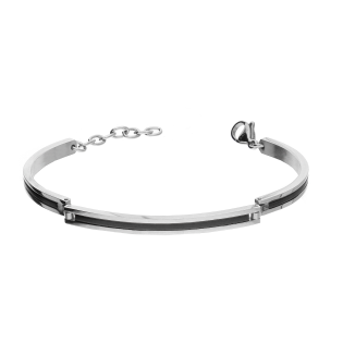 Bransoleta męska trzy blaszki z czarnymi paskami