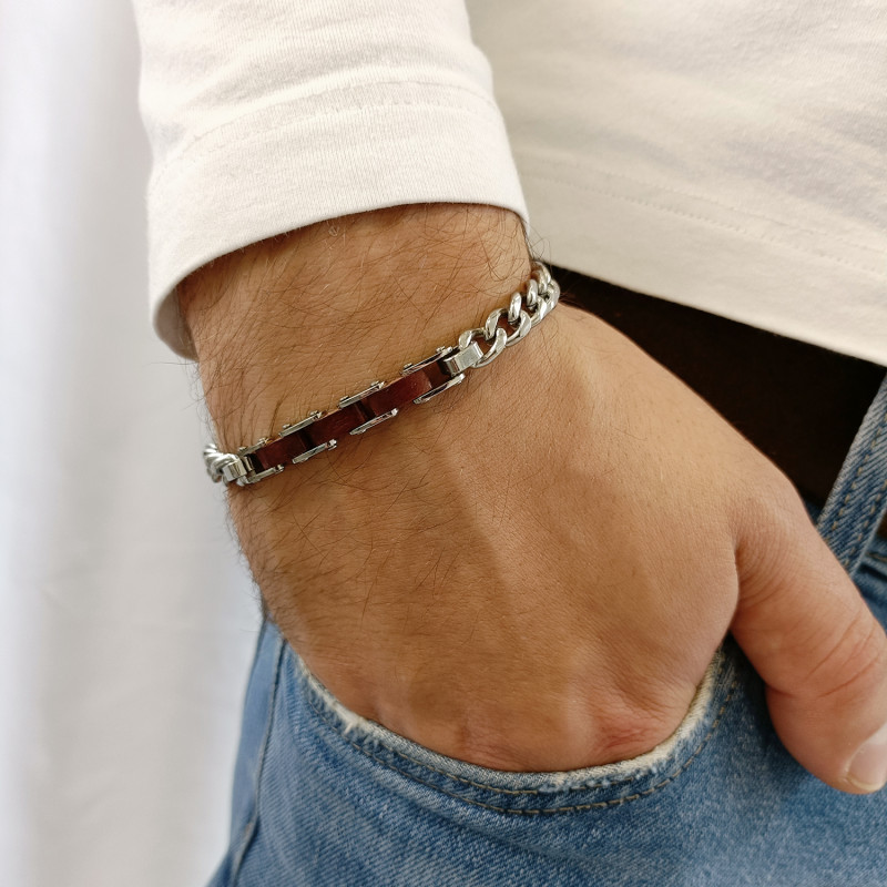 Bransoleta męska drewniane prostokąty/pancer EX BRX1512