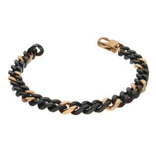 Bransoleta męska pancer z czarnymi i różowymi ogniwami EX BRX1902RN