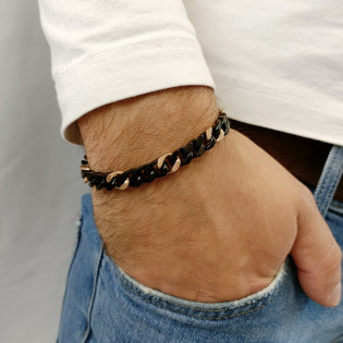 Bransoleta męska pancer z czarnymi i różowymi ogniwami EX BRX1902RN