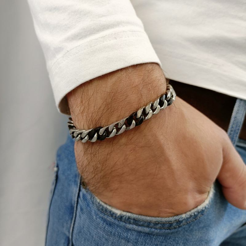 Bransoleta męska pancer z czarnymi ogniwami EX BRX1902AN