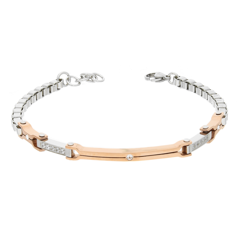 Bransoleta Męska Stal Srebrna z Cyrkoniami - JubilerSezam.pl