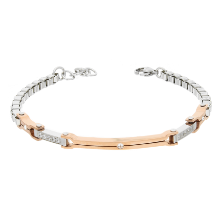 Bransoleta męska blaszka rose i rzędy cyrkonii EX BRX1903R