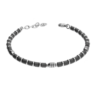 Bransoleta męska szare walce i beczułki EX BRX1901G