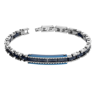 Bransoleta męska z łączonych elementów barwy stali i błękitu