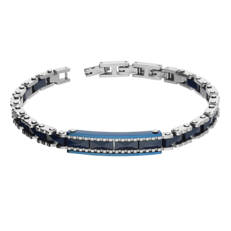 Bransoleta męska z łączonych elementów barwy stali i błękitu