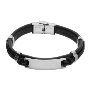 Bransoleta męska matowa blaszka i przekładki EX BRX690 BLACK